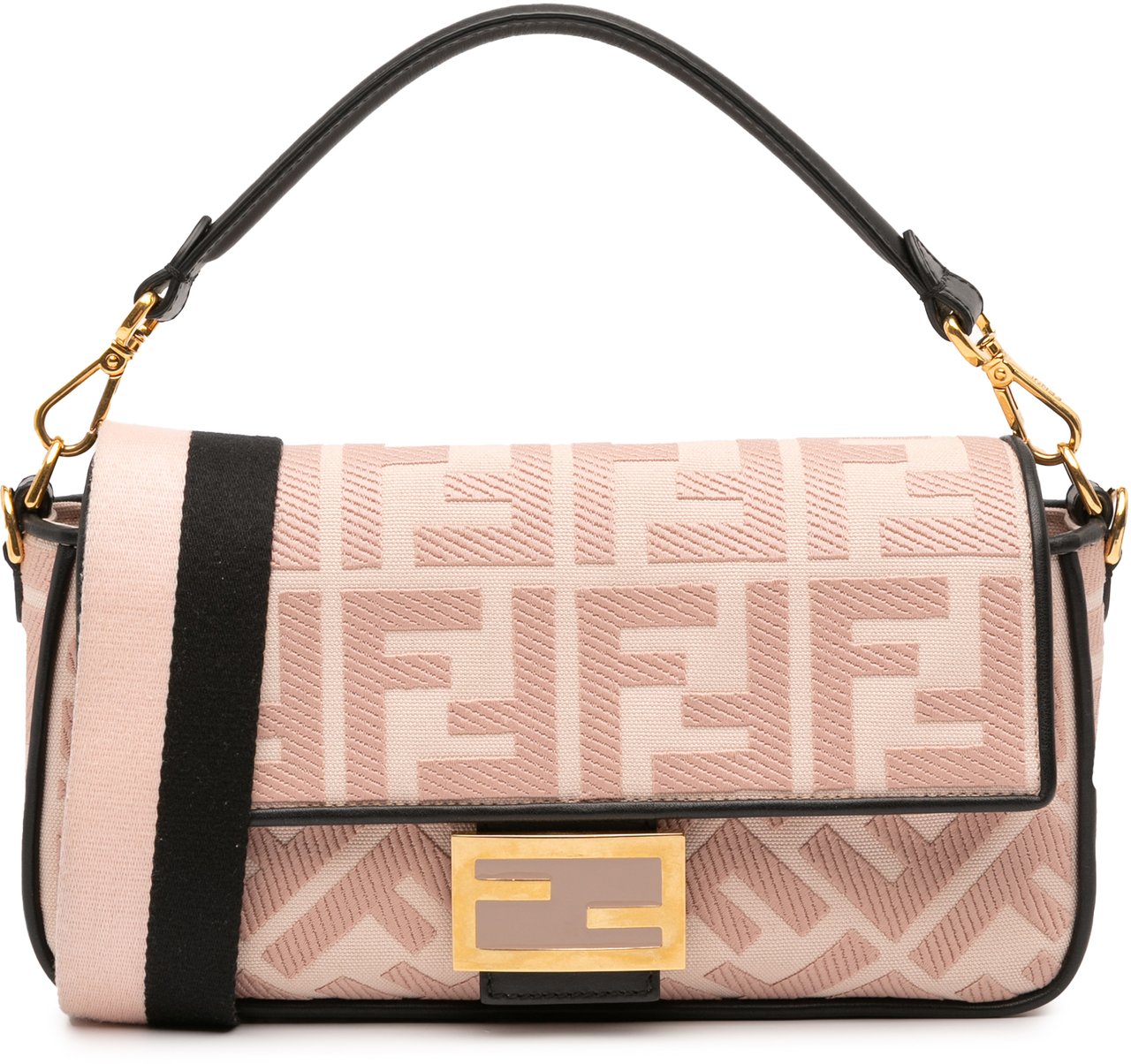 Fendi Zucca Embroidered Canvas Baguette Satchel Roze