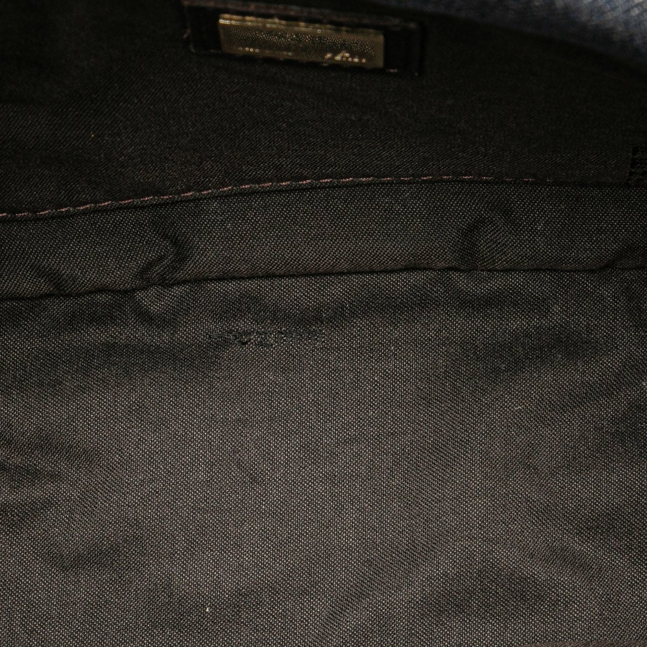 Fendi Zucca Trimmed Denim Buckle Flap Bag Blauw