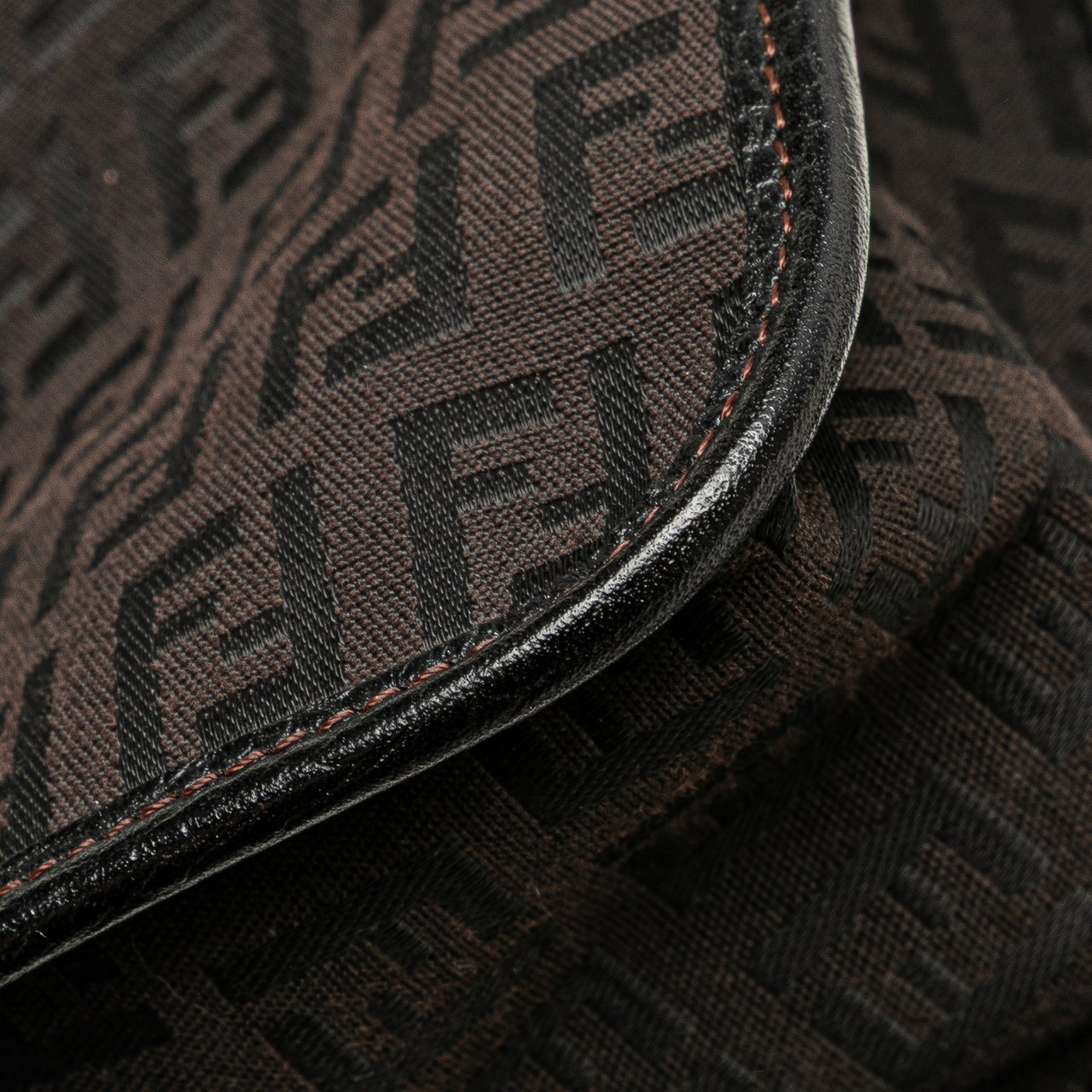 Fendi Small Zucchino Canvas F Charm Crossbody Bruin