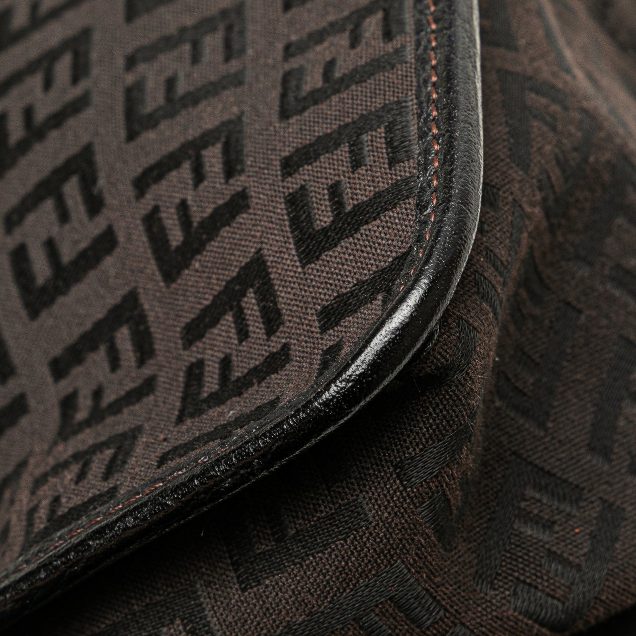Fendi Small Zucchino Canvas F Charm Crossbody Bruin