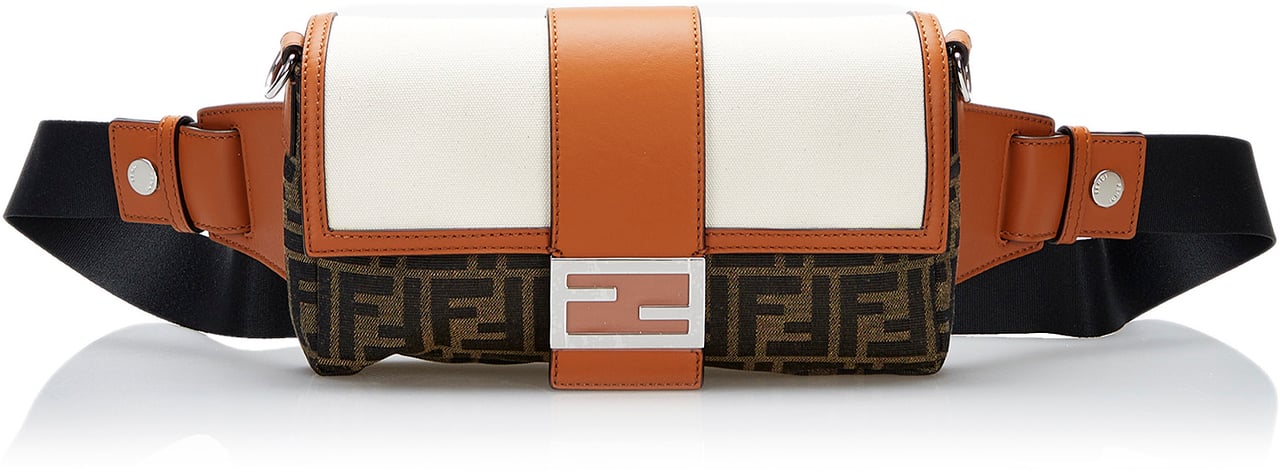 Fendi Zucca Convertible Leather Belt Bag Bruin
