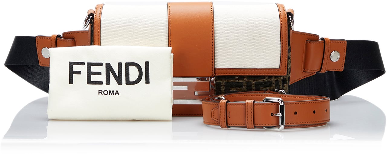 Fendi Zucca Convertible Leather Belt Bag Bruin