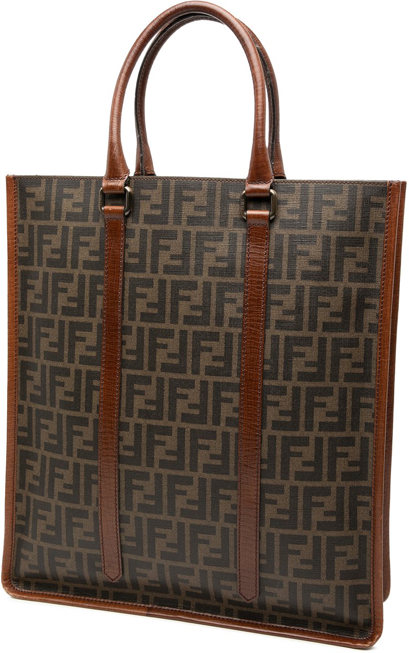 Fendi Zucca Coated Canvas Vertical Tote Bruin