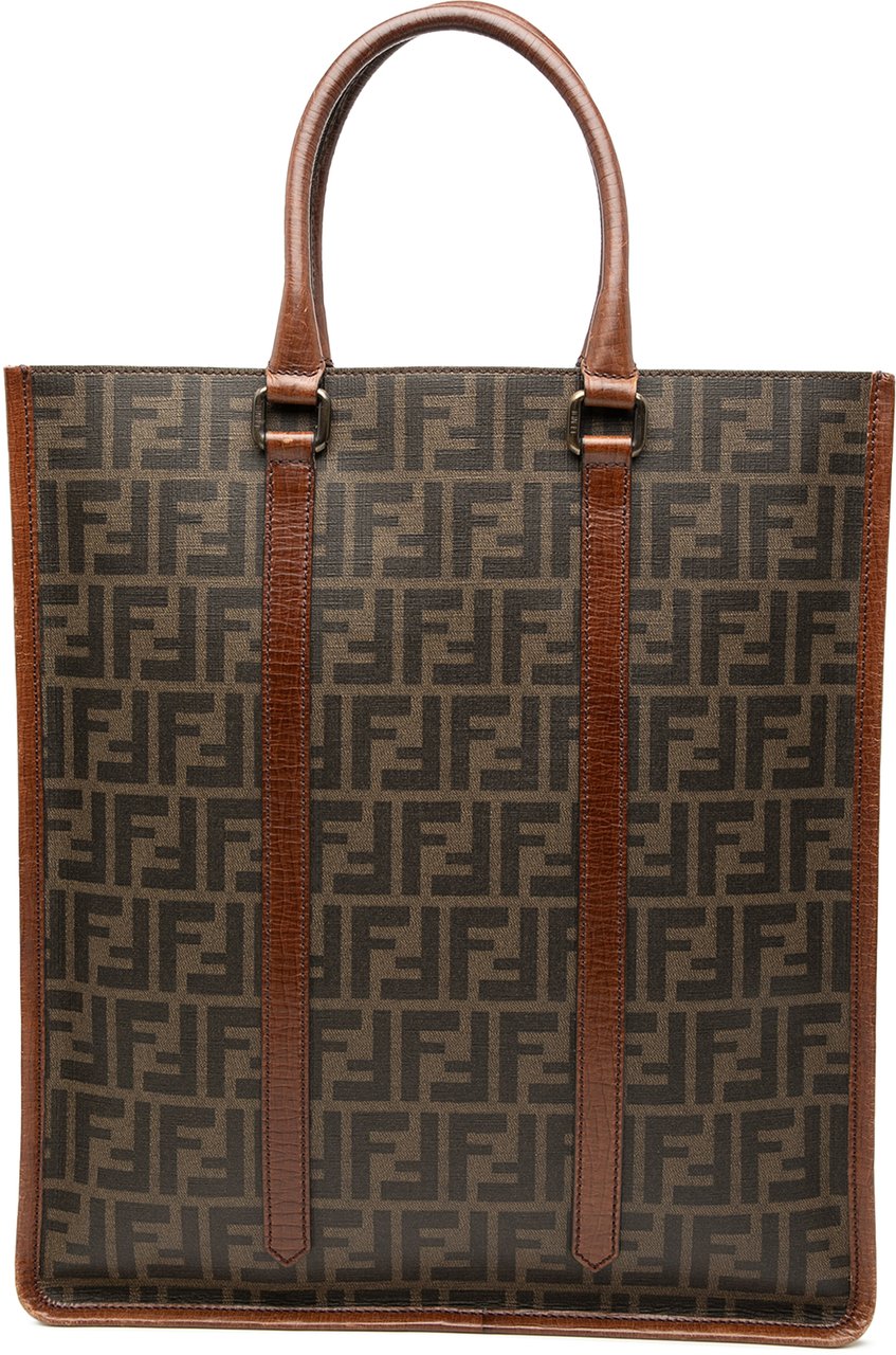 Fendi Zucca Coated Canvas Vertical Tote Bruin
