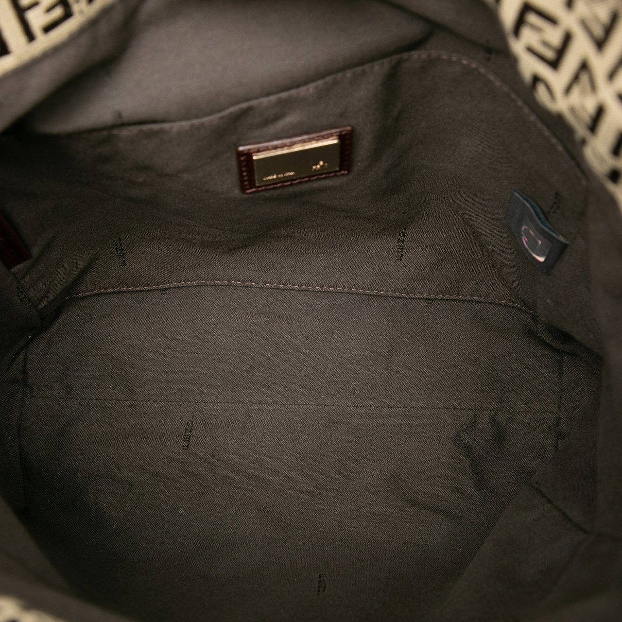 Fendi Zucchino Canvas Tote Bruin