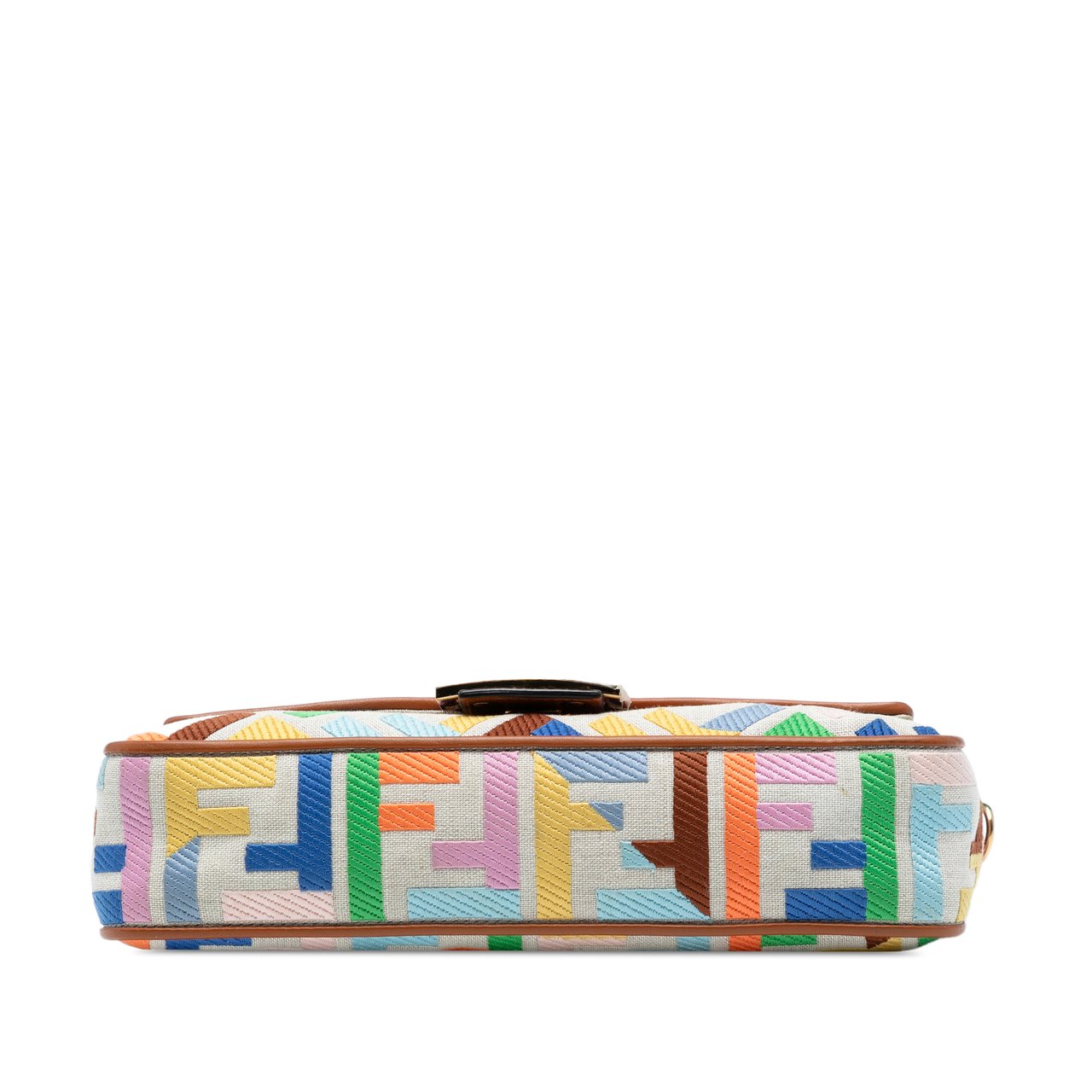 Fendi Zucca Embroidered Canvas Baguette Satchel Bruin