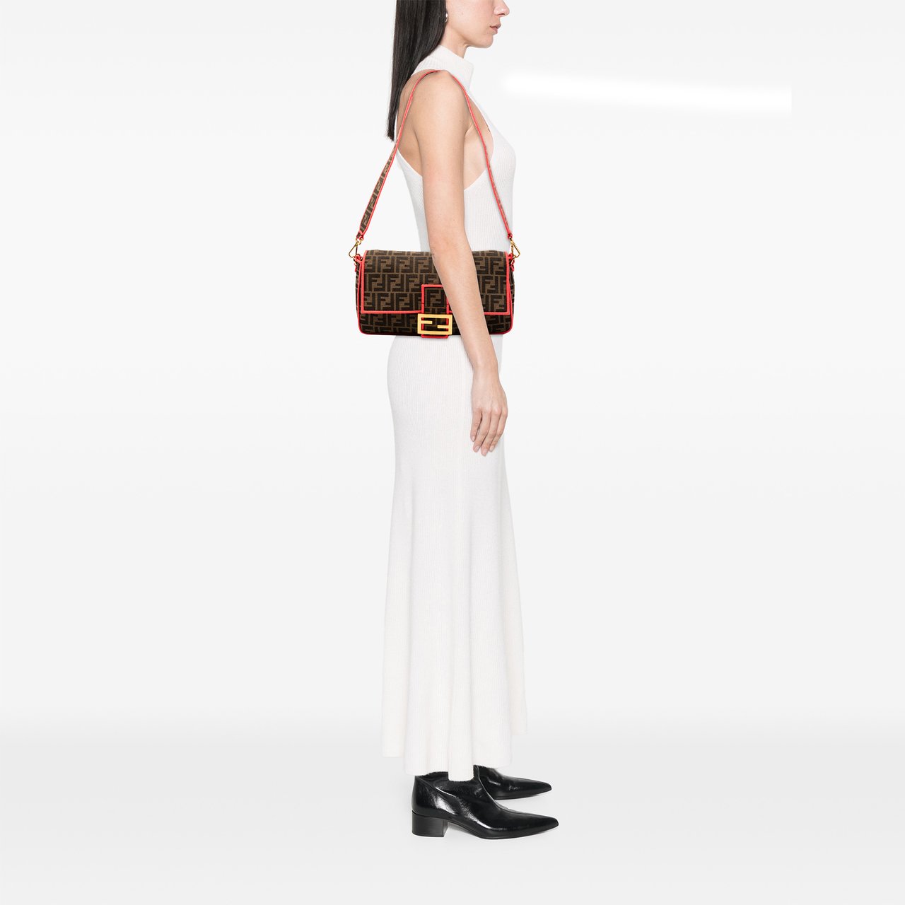 Fendi Large Zucca Canvas Baguette Satchel Bruin