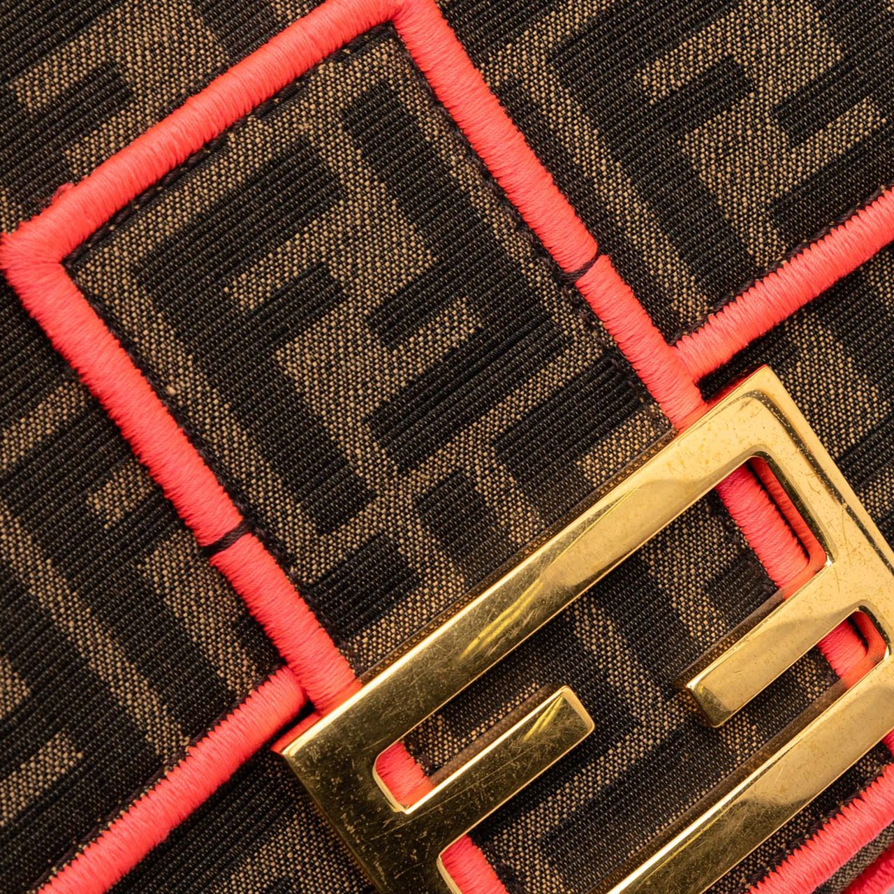 Fendi Large Zucca Canvas Baguette Satchel Bruin