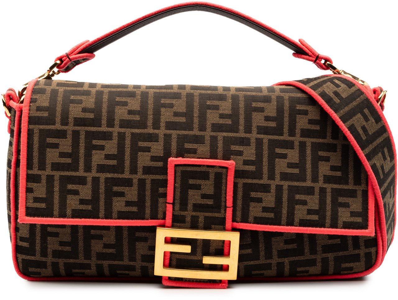 Fendi Large Zucca Canvas Baguette Satchel Bruin