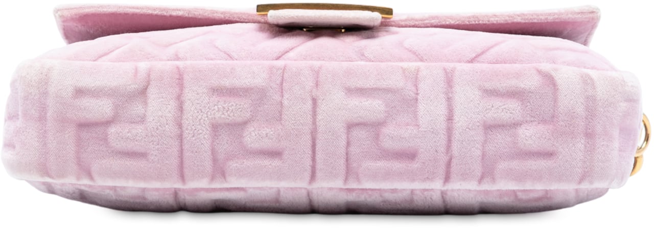 Fendi Zucca Embossed Velvet Baguette Satchel Roze