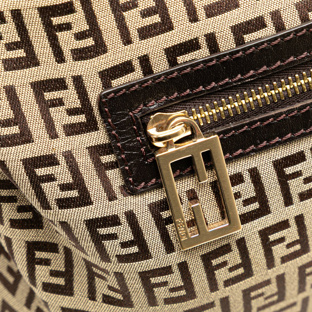 Fendi Zucchino Canvas Crossbody Bruin