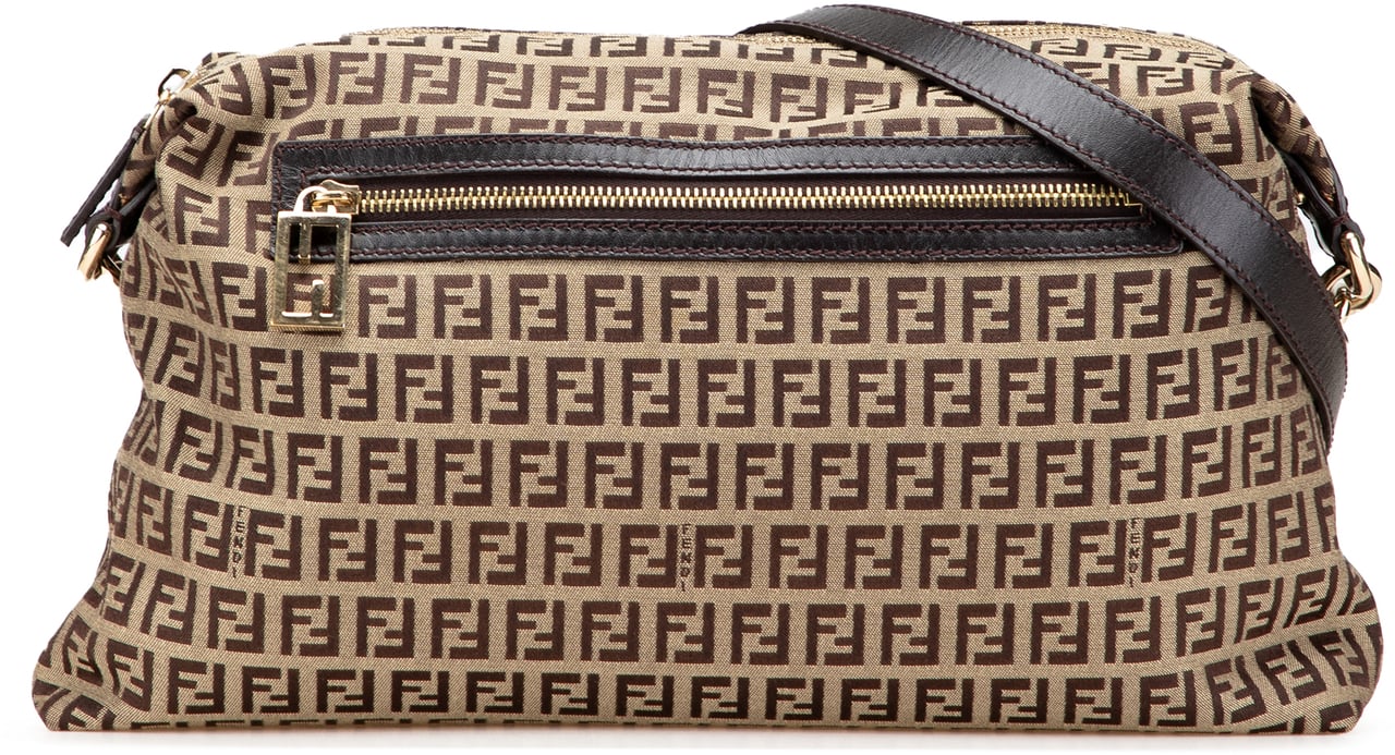 Fendi Zucchino Canvas Crossbody Bruin