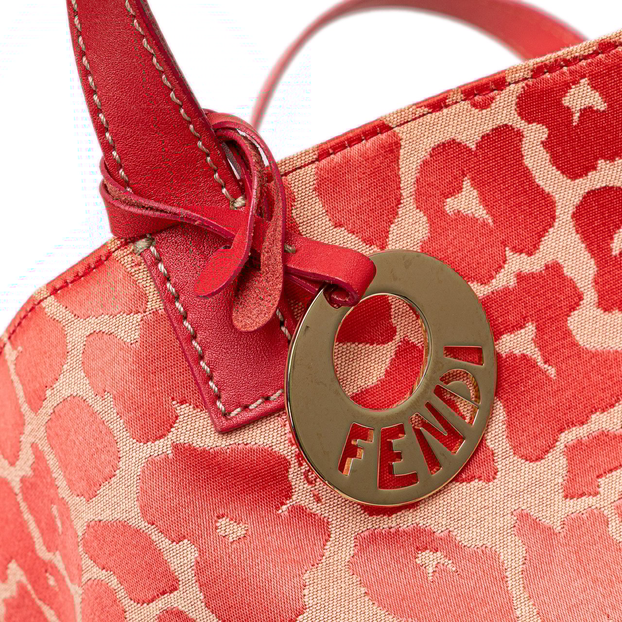 Fendi Leopard Print Canvas Shopper Tote Rood