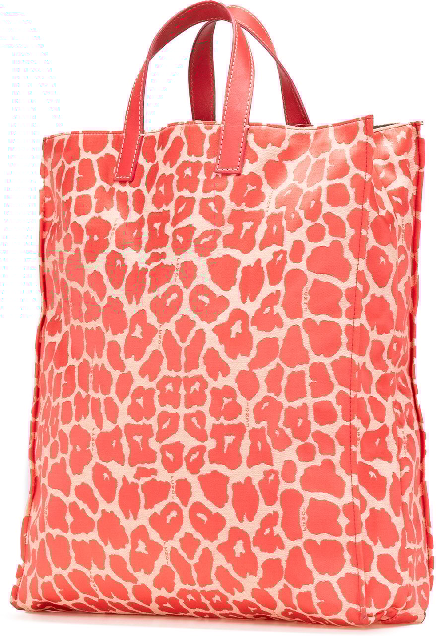 Fendi Leopard Print Canvas Shopper Tote Rood
