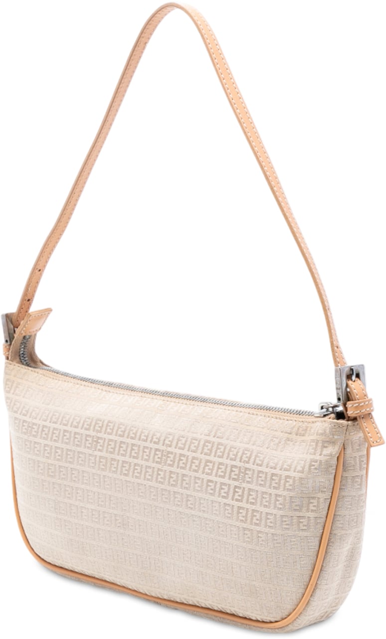 Fendi Micro Zucchino Canvas Shoulder Bag Bruin