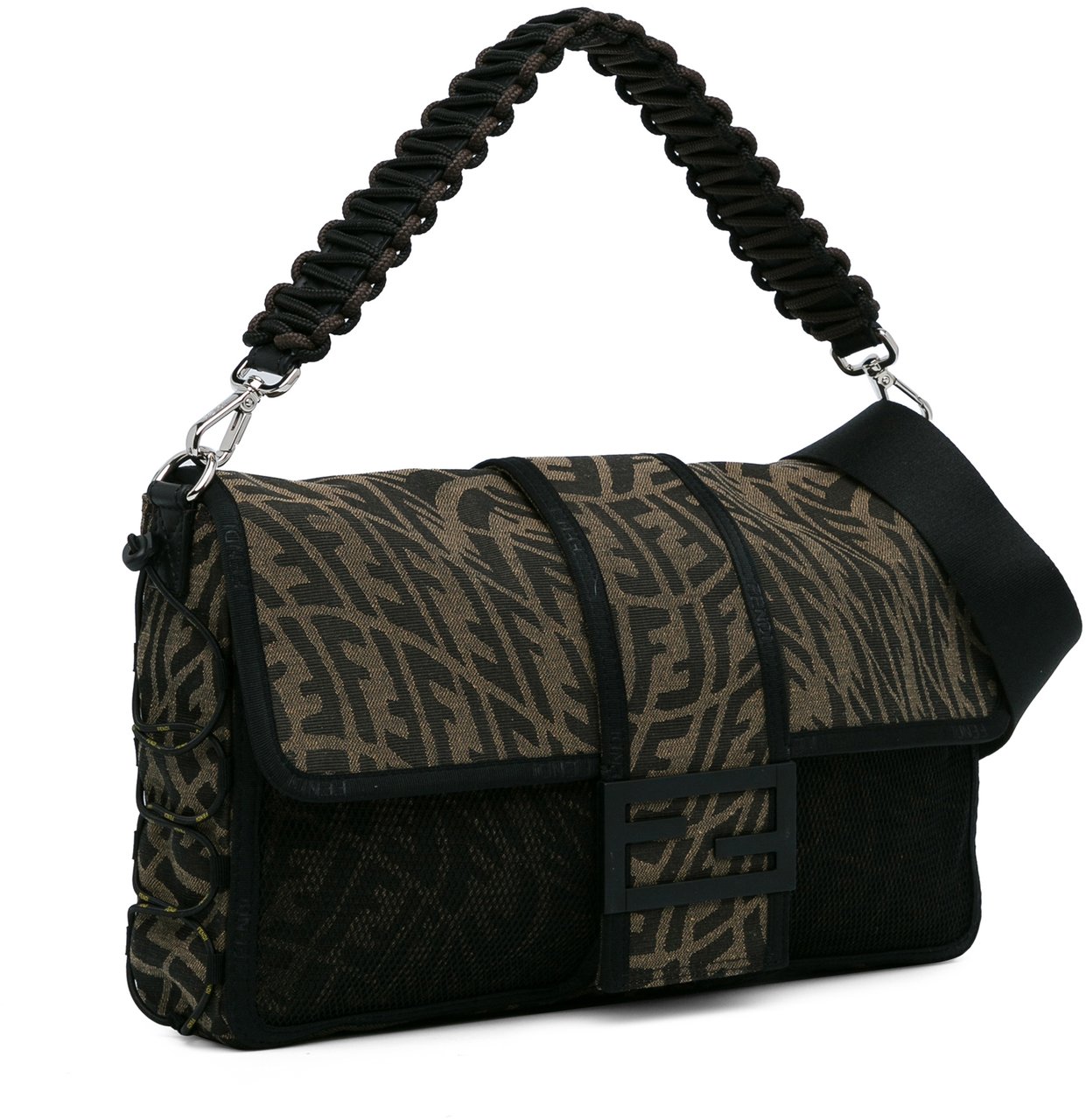 Fendi Large Zucca Vertigo Mesh Baguette Satchel Bruin