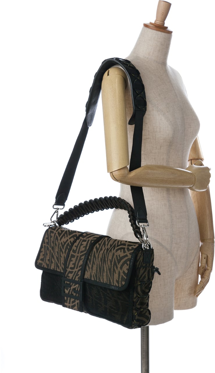 Fendi Large Zucca Vertigo Mesh Baguette Satchel Bruin