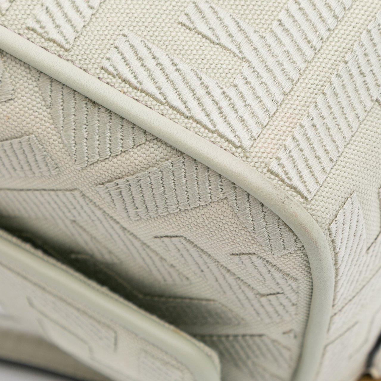 Fendi Zucca Embroidered Canvas Baguette Satchel Groen