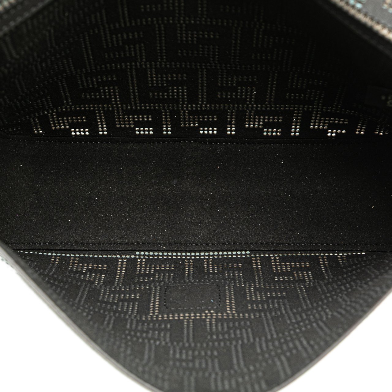 Fendi Medium Zucca Perforated Leather Baguette Messenger Bag Blauw