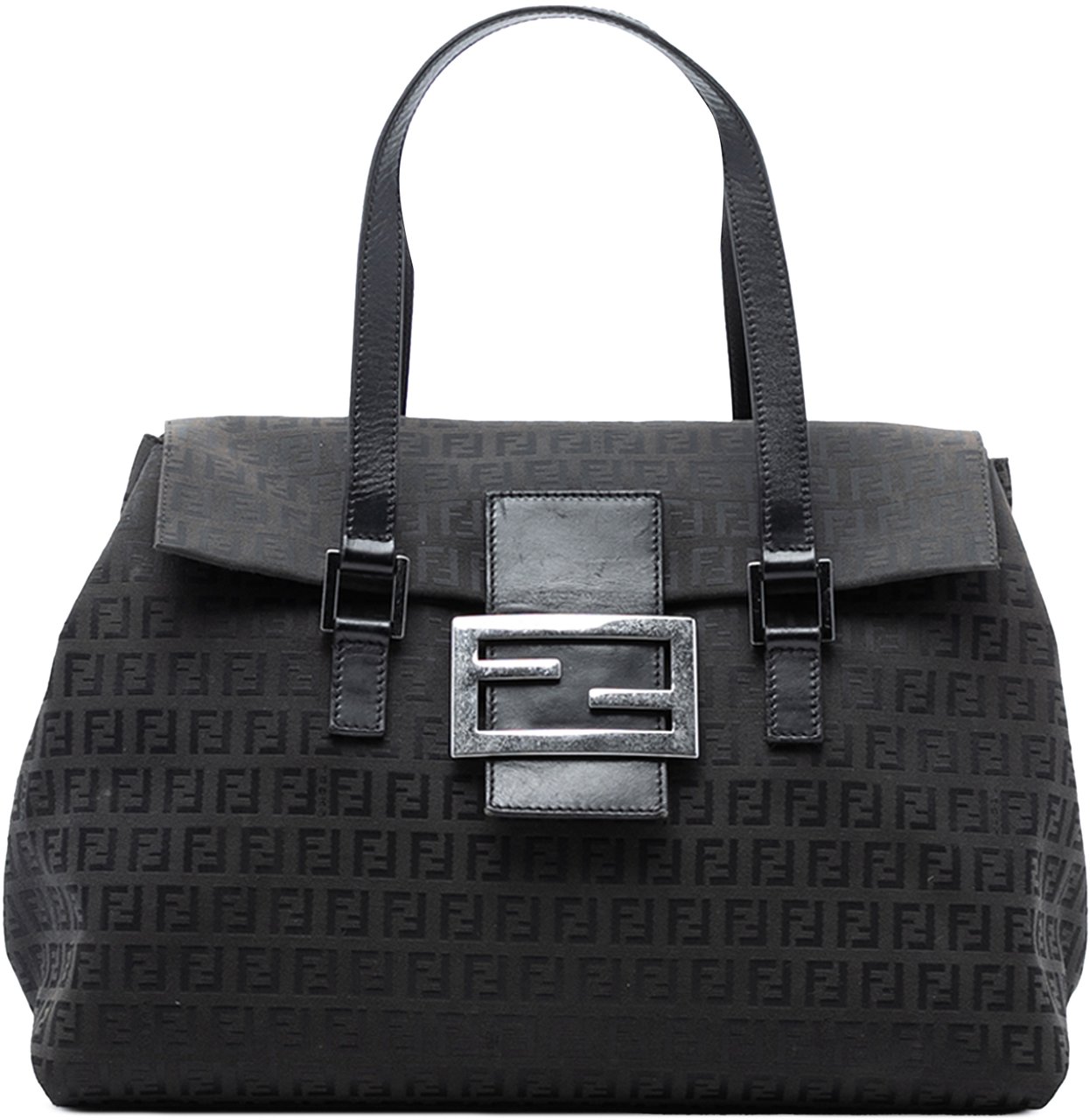 Fendi Zucchino Canvas Handbag Zwart