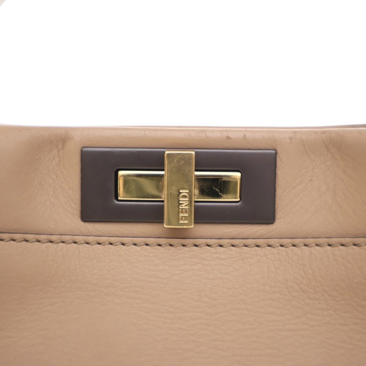 Fendi Medium Leather Peekaboo Iconic Satchel Bruin