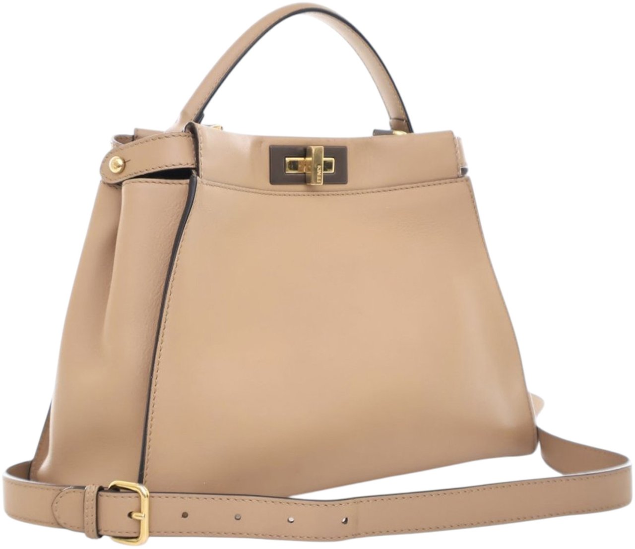 Fendi Medium Leather Peekaboo Iconic Satchel Bruin