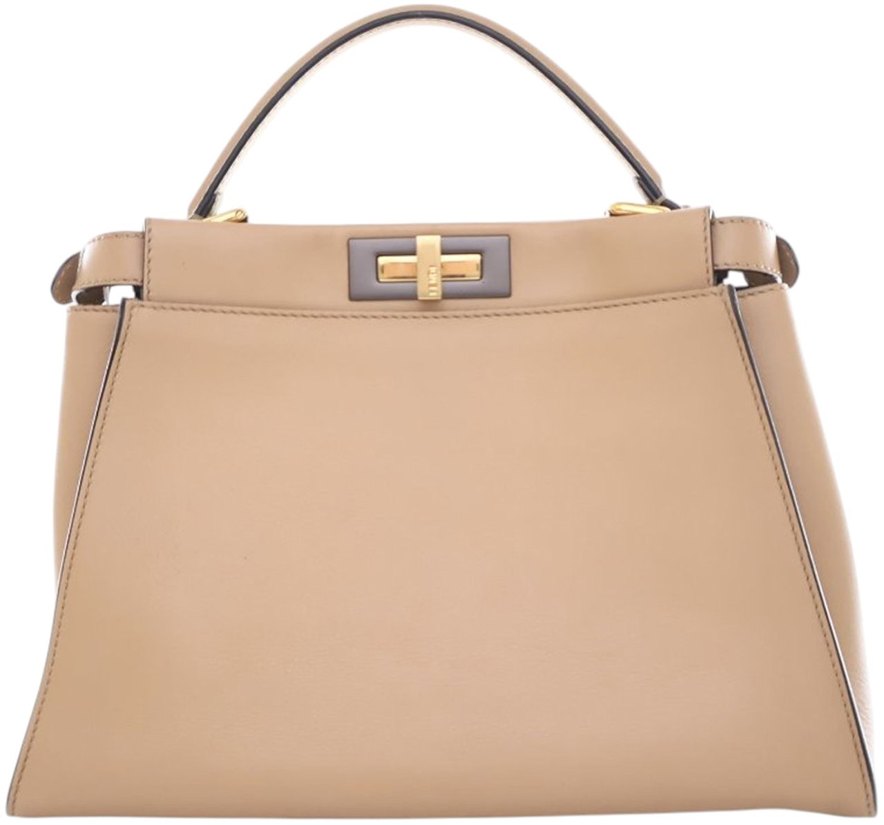 Fendi Medium Leather Peekaboo Iconic Satchel Bruin