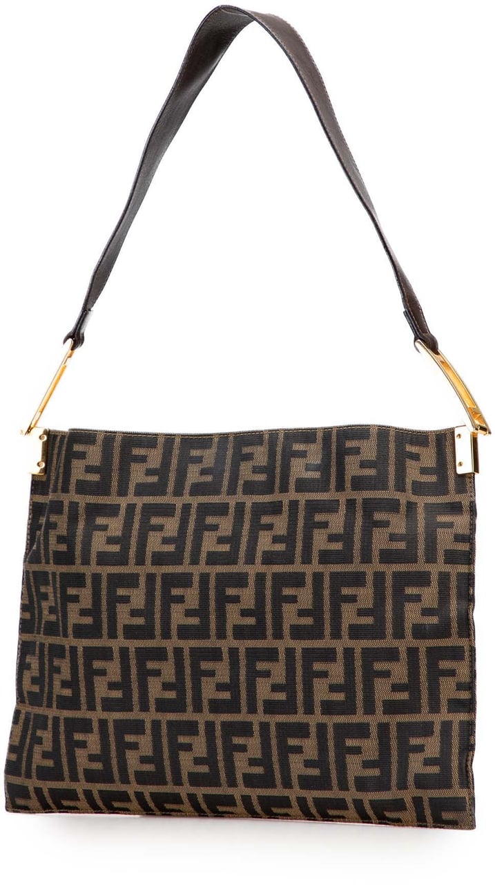Fendi Zucca Canvas Shoulder Bag Bruin
