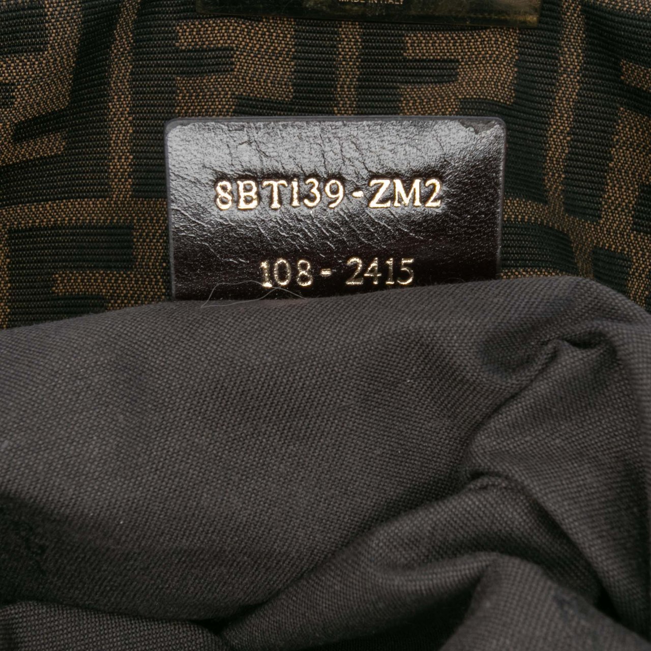Fendi Zucca Canvas and Leather Chain Maxi Baguette Bruin