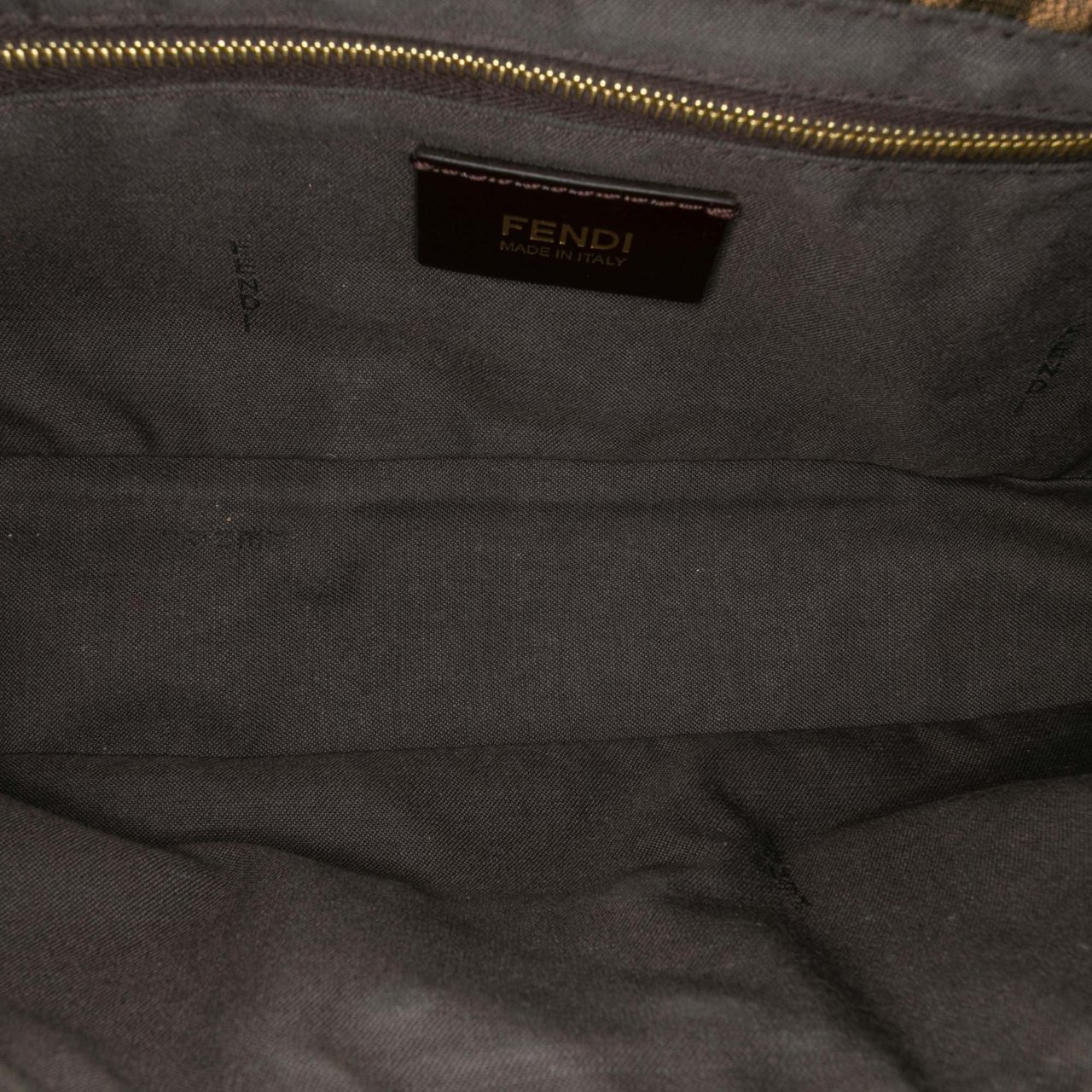 Fendi Zucca Canvas and Leather Chain Maxi Baguette Bruin