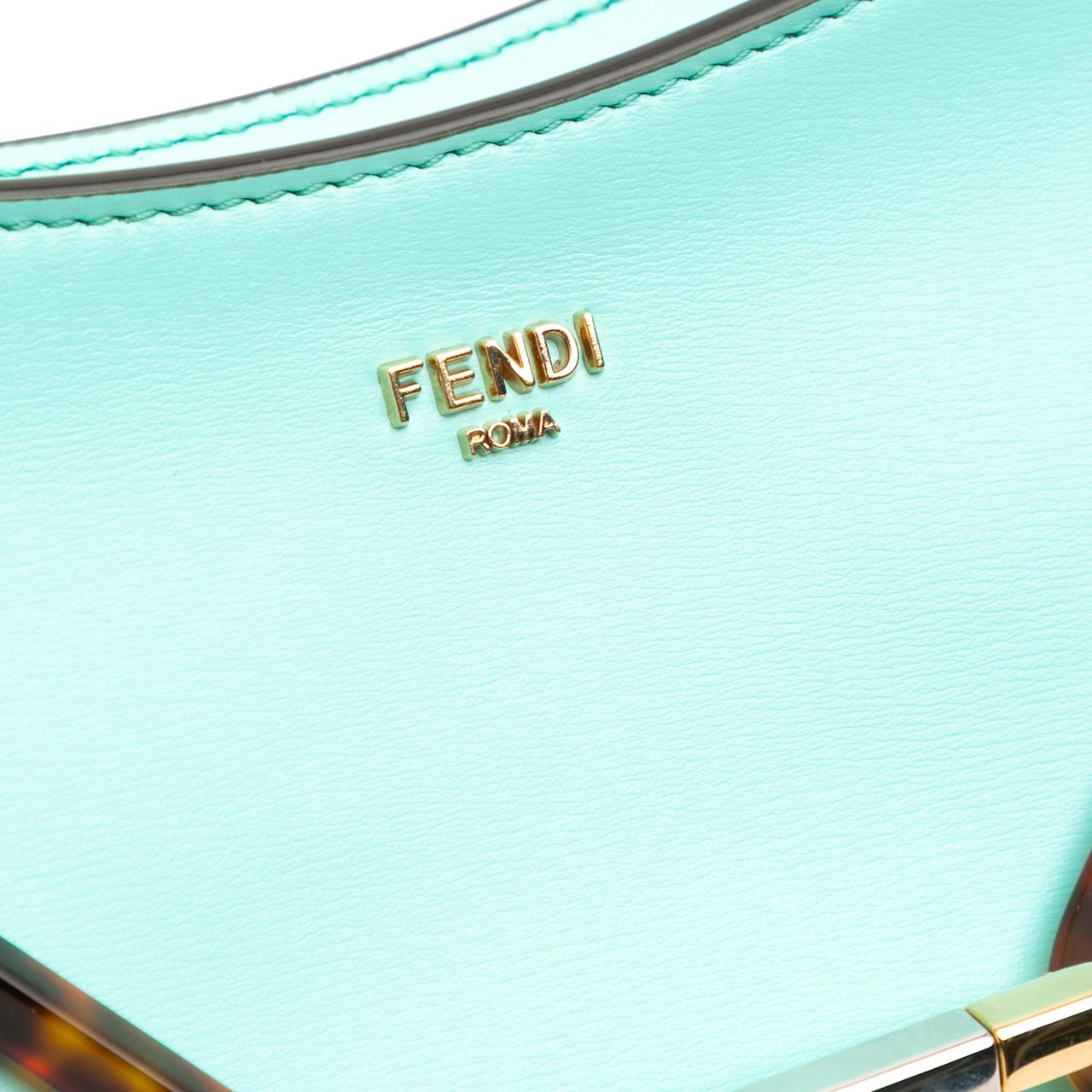 Fendi Leather OLock Swing Satchel Blauw