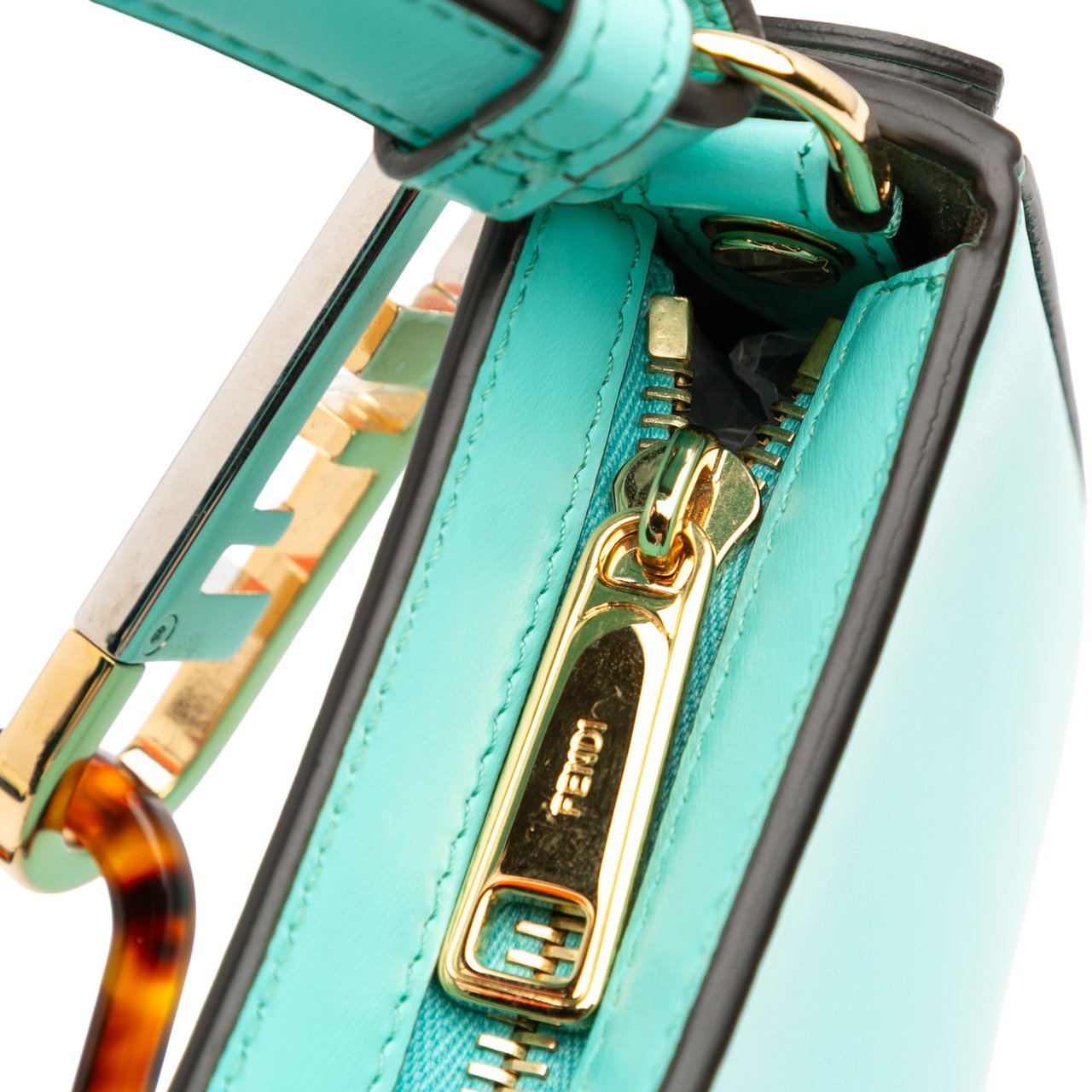 Fendi Leather OLock Swing Satchel Blauw