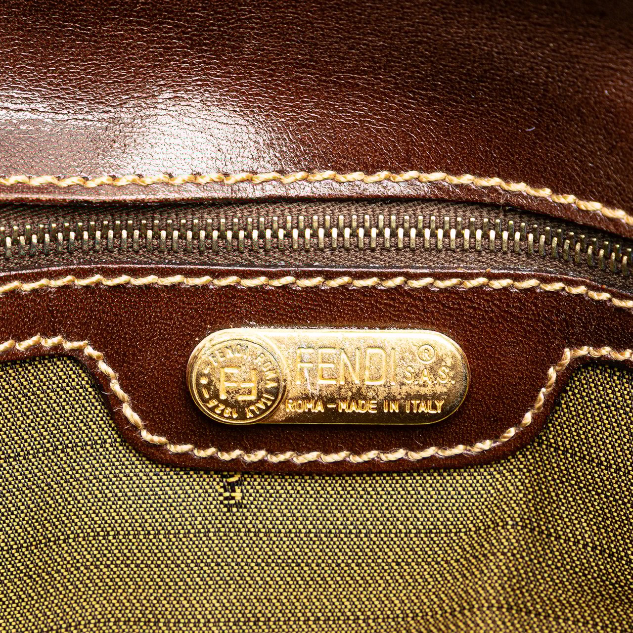 Fendi Zucca Canvas Handbag Bruin