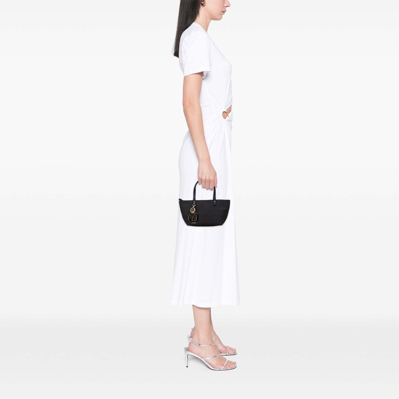 Fendi Mini Zucchino Canvas Handbag Zwart