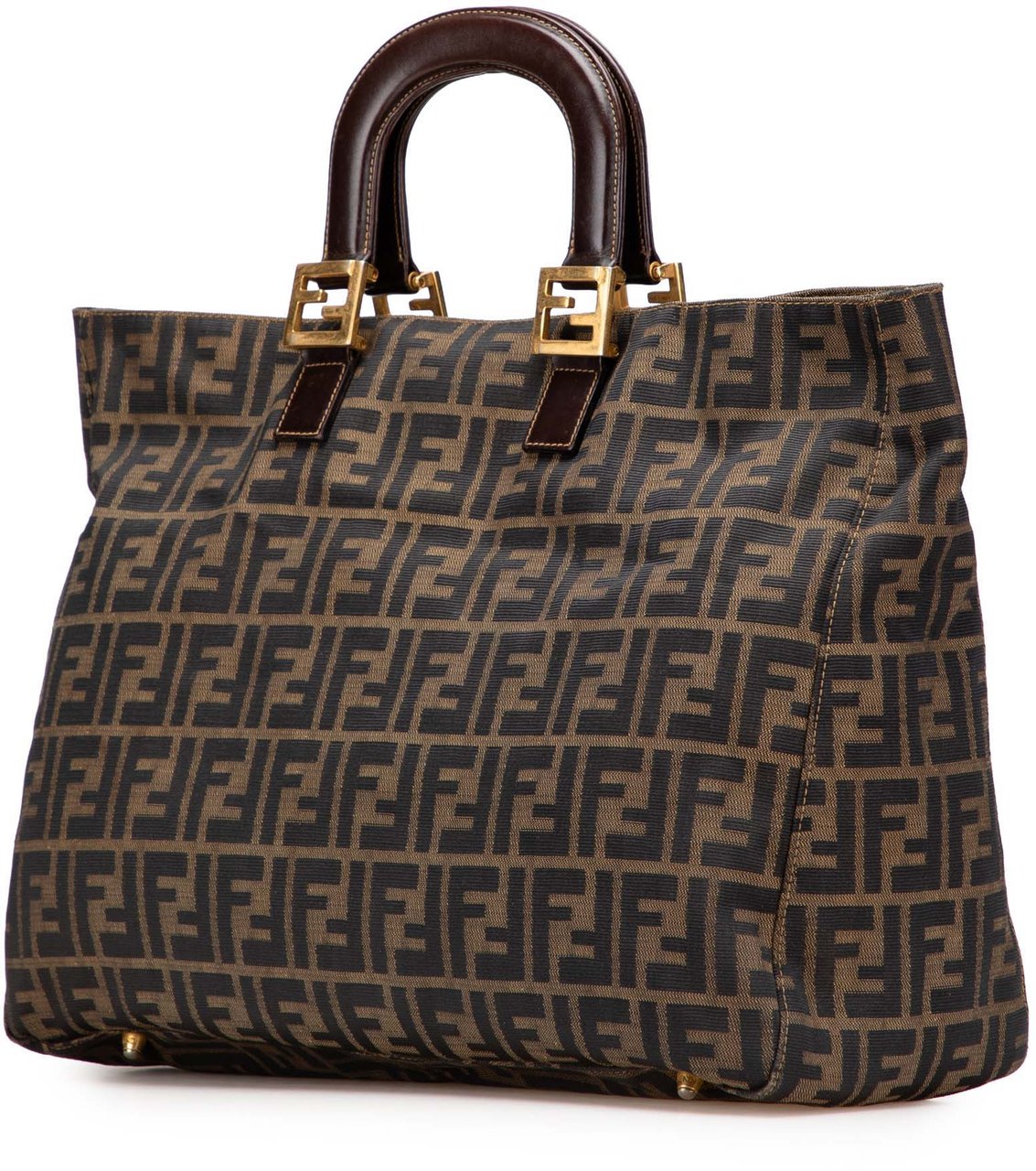 Fendi Large Zucca Canvas Twins Tote Bruin