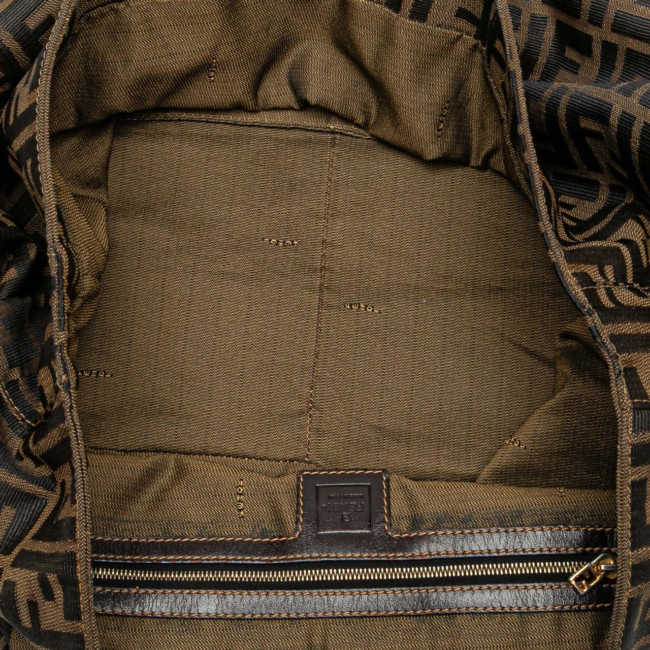 Fendi Large Zucca Canvas Twins Tote Bruin