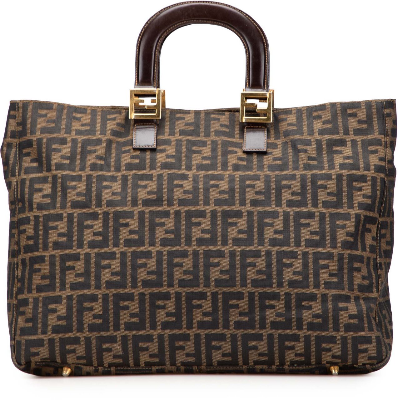 Fendi Large Zucca Canvas Twins Tote Bruin