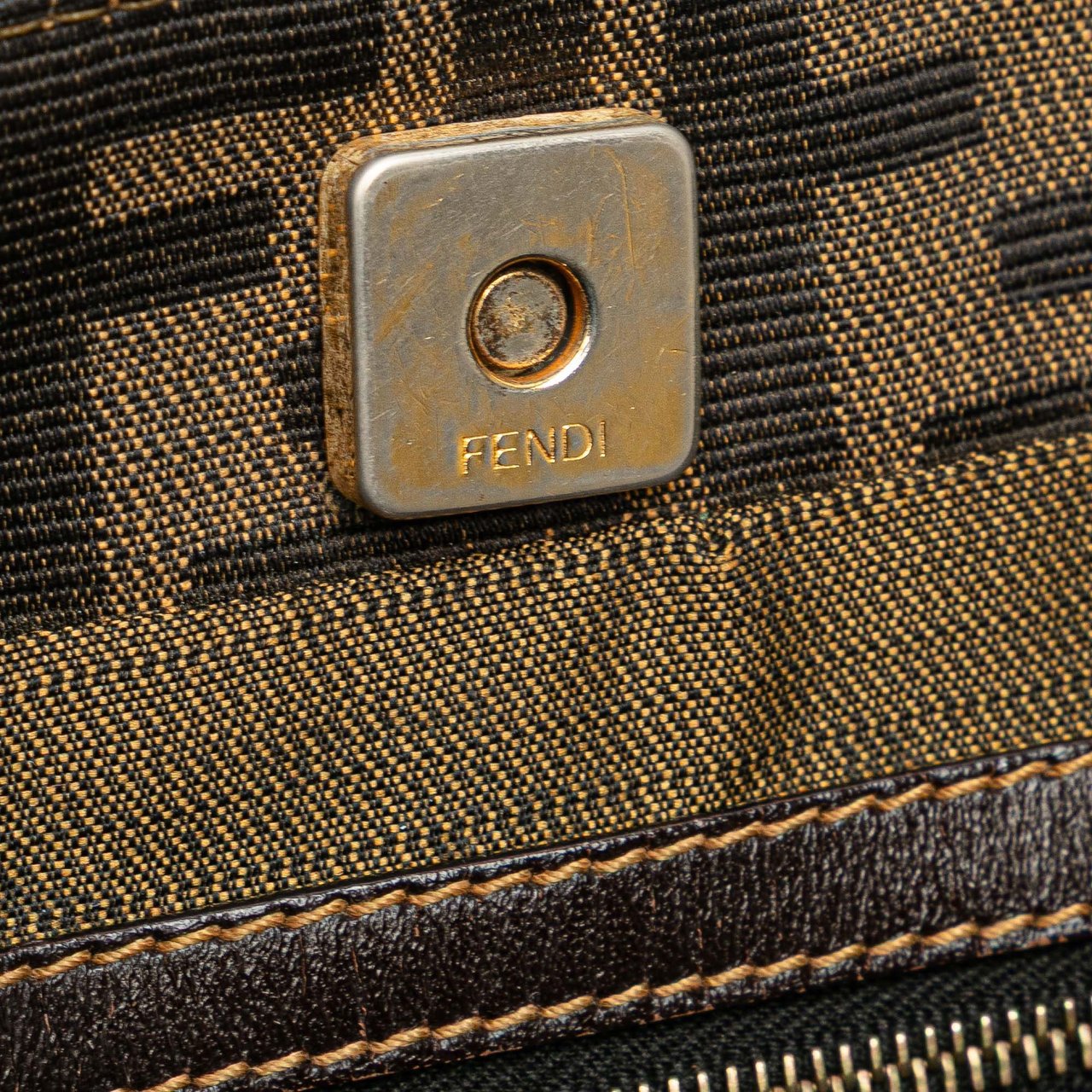 Fendi Large Zucca Canvas Twins Tote Bruin