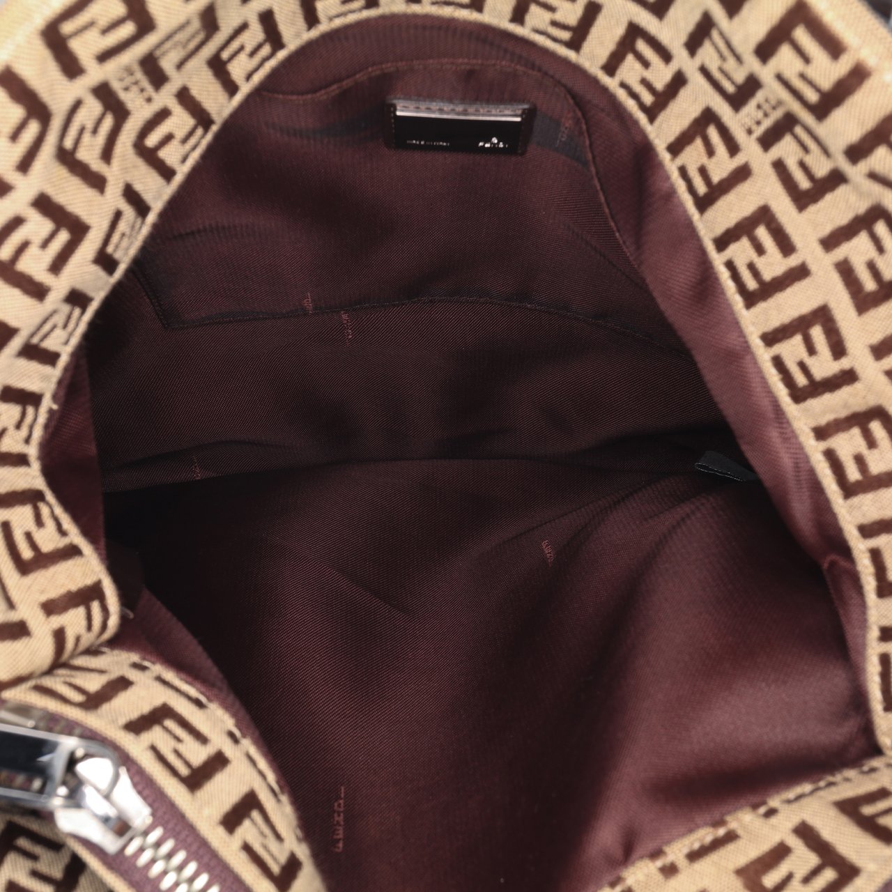 Fendi Zucchino Canvas Tote Bruin