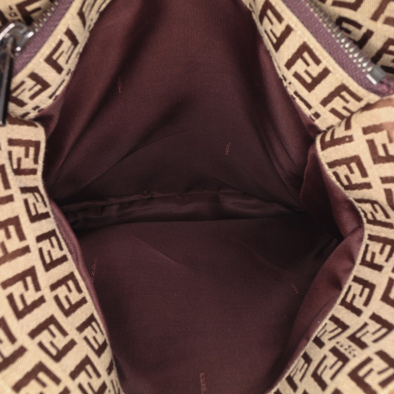 Fendi Zucchino Canvas Tote Bruin