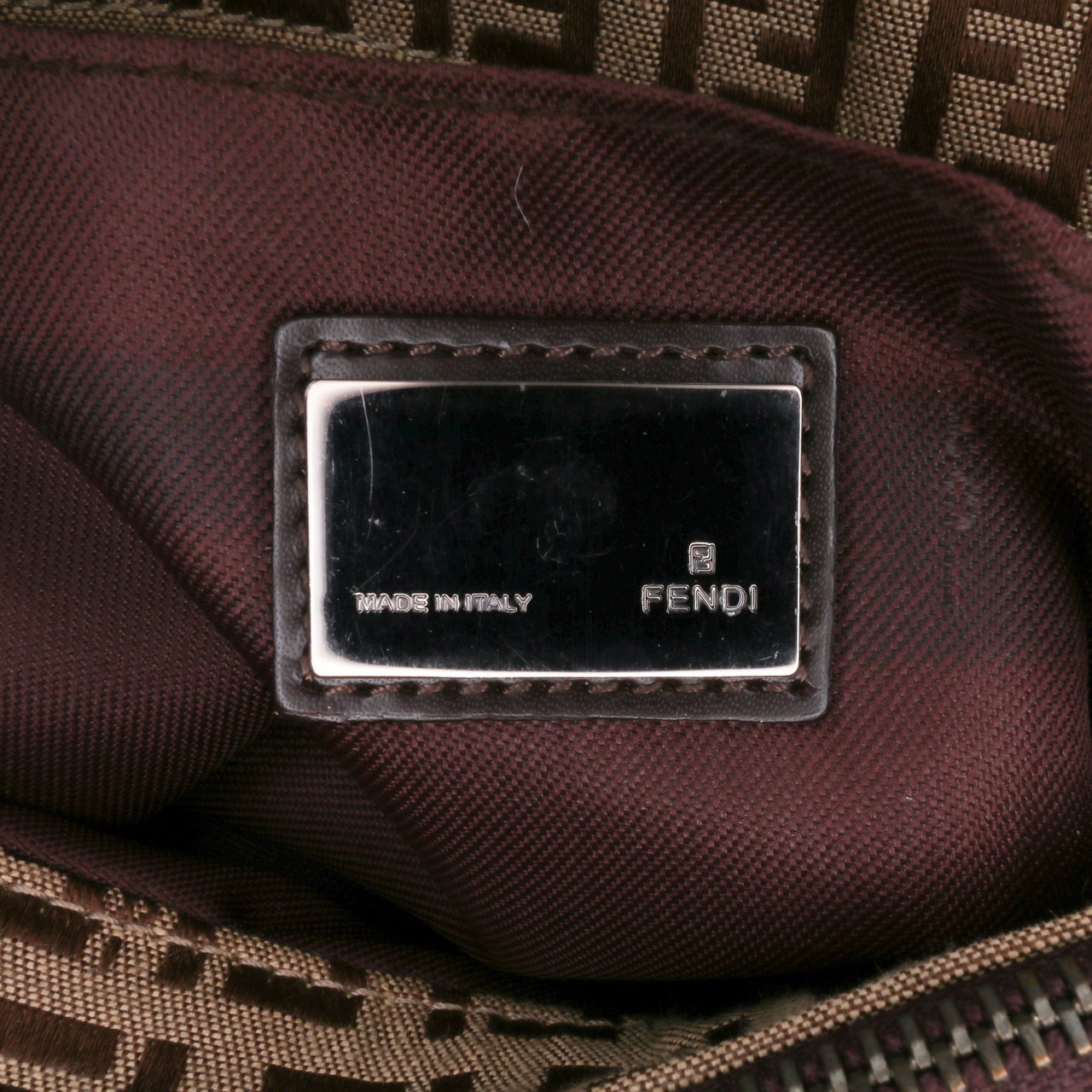 Fendi Zucchino Canvas Tote Bruin