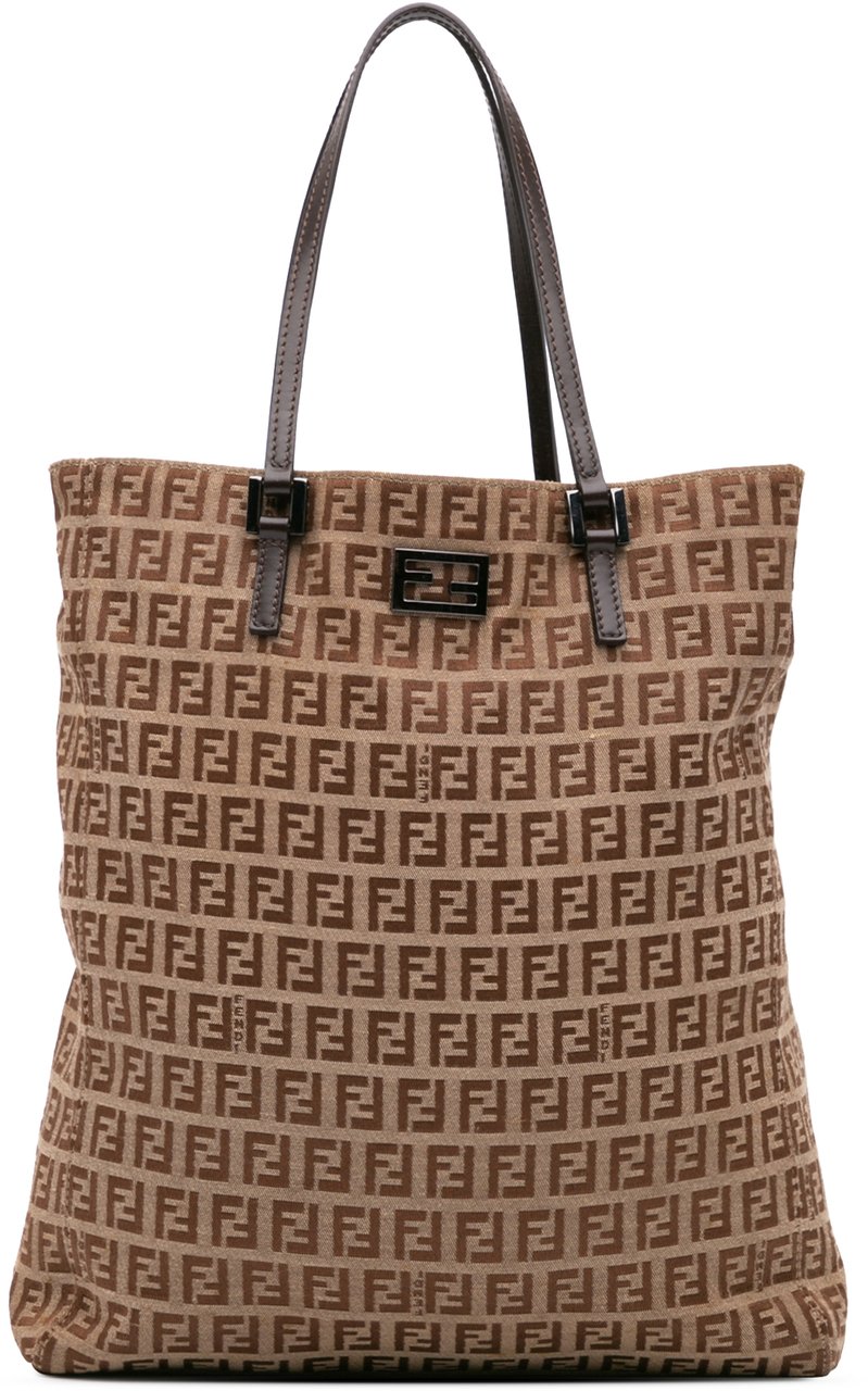 Fendi Zucchino Canvas Tote Bruin