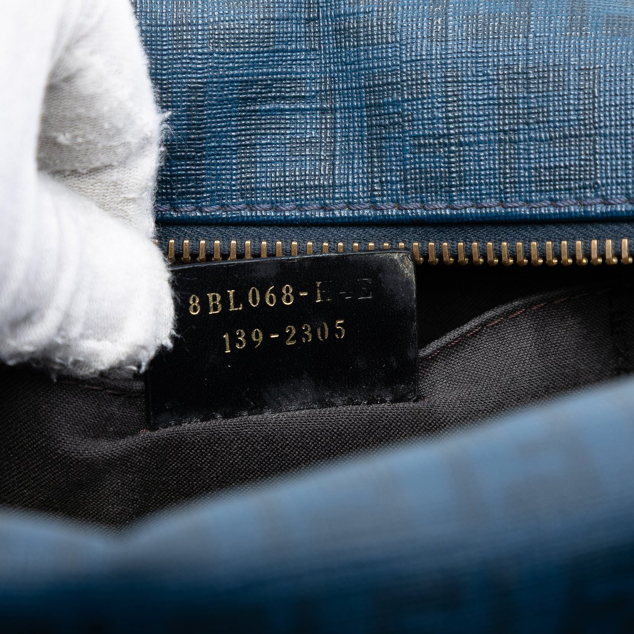 Fendi Zucca Spalmati Boston Bag Blauw