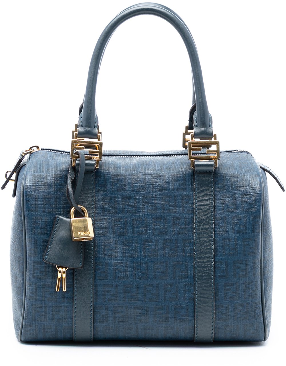 Fendi Zucca Spalmati Boston Bag Blauw