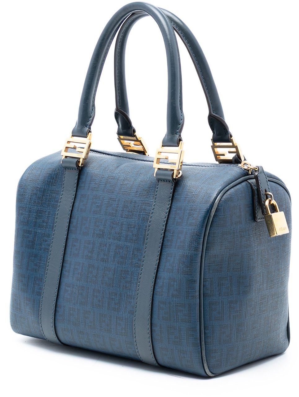 Fendi Zucca Spalmati Boston Bag Blauw