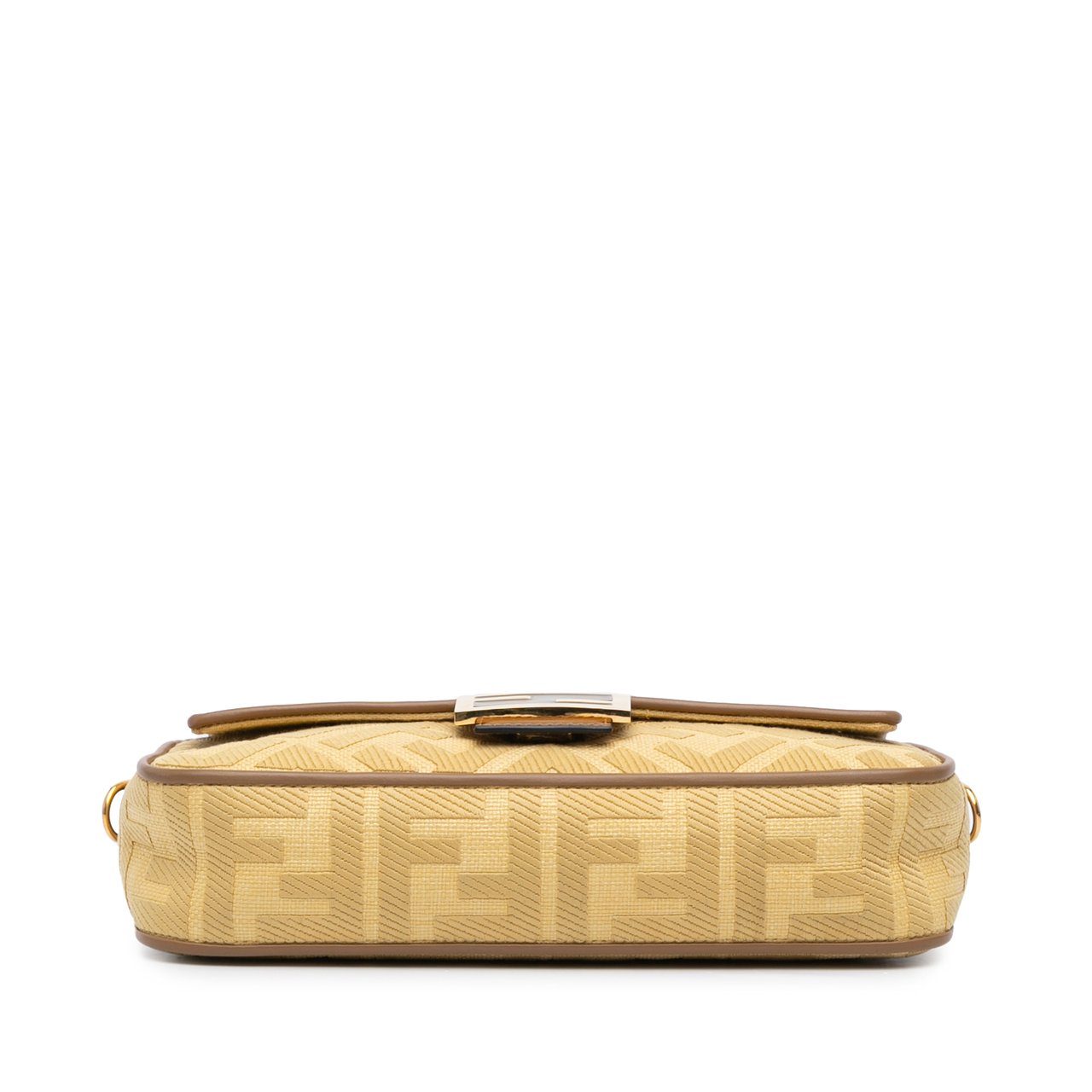 Fendi Zucca Embroidered Canvas Baguette Satchel Geel