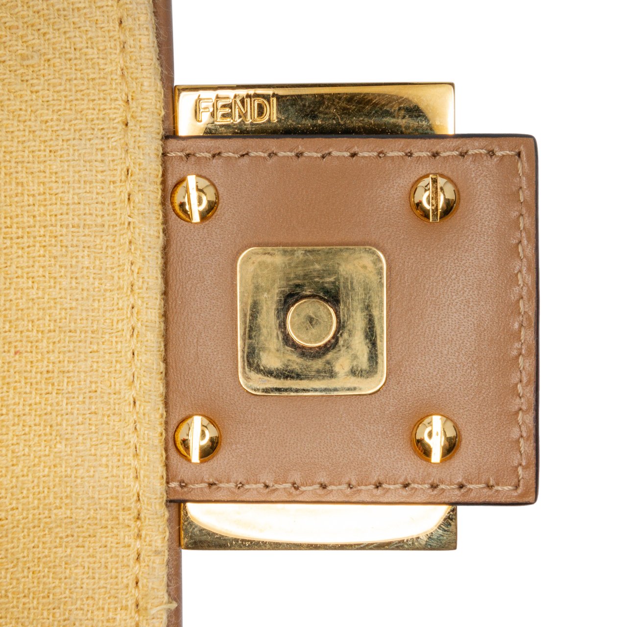 Fendi Zucca Embroidered Canvas Baguette Satchel Geel