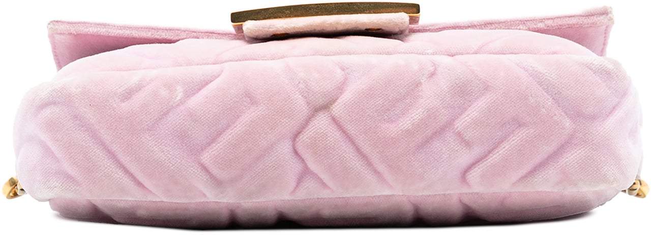 Fendi Mini Zucca Embossed Velvet Baguette Satchel Roze