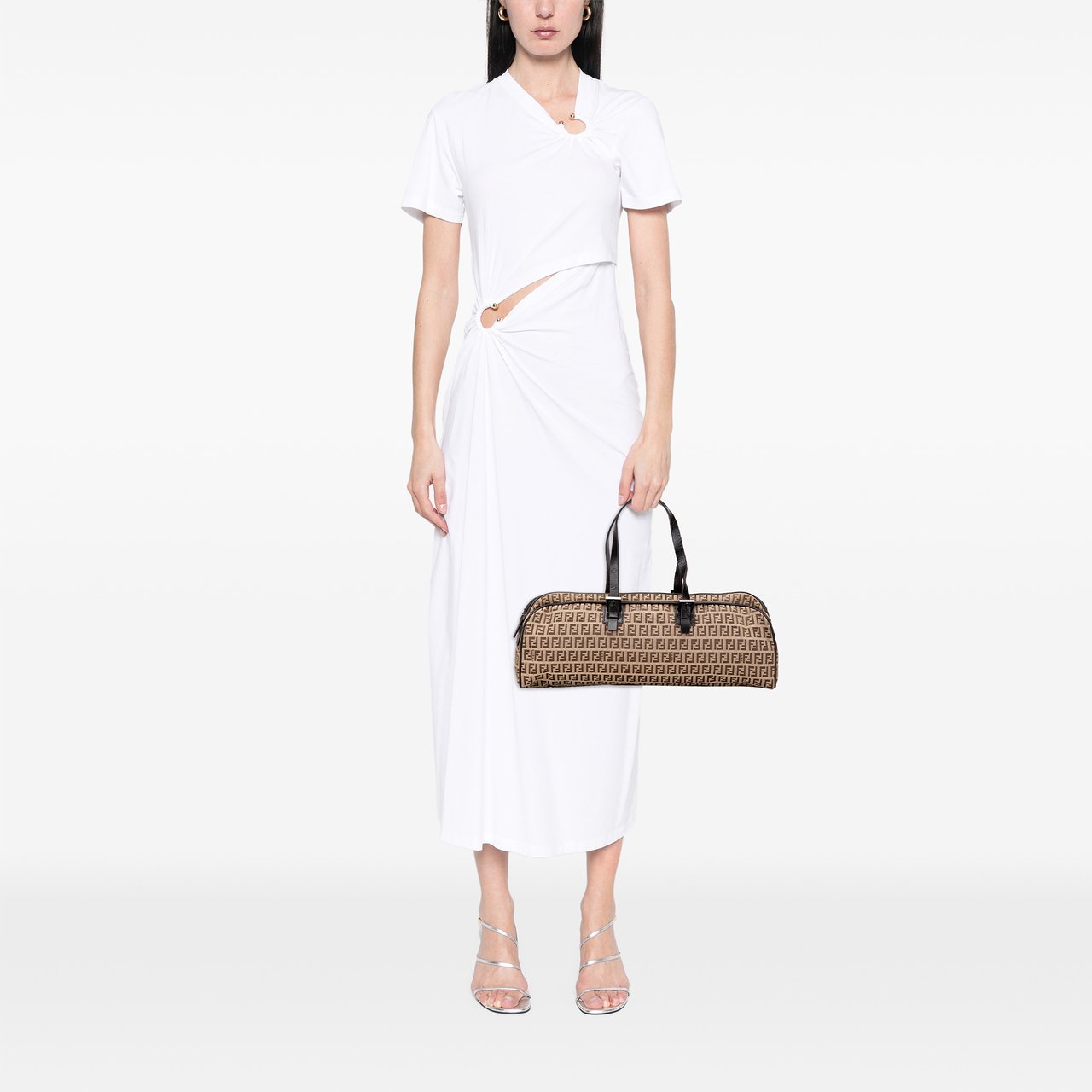 Fendi Zucchino Canvas Handbag Bruin