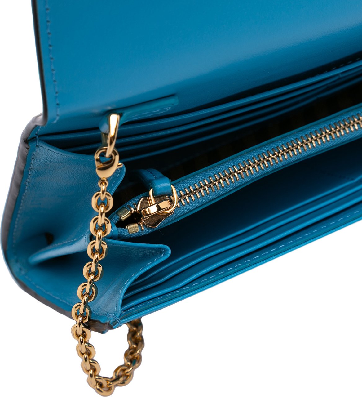 Fendi Sarah Coleman Micro FF Embossed Calfskin Fish Eye Vertigo Wallet On Chain Wit